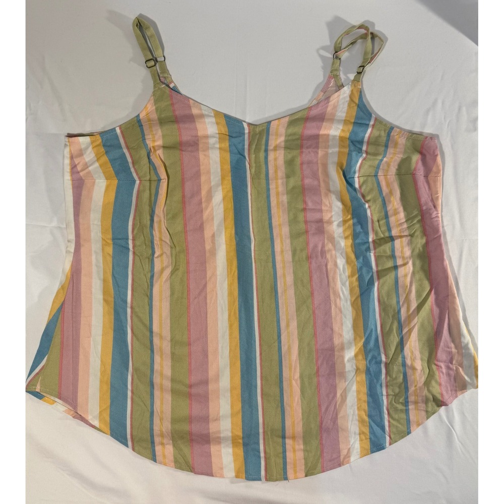 Torrid Women Multi Color Striped Cami V-Neck Adjustable Straps Size 1 Plus